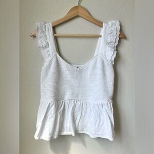 Bright White Peplum Tank